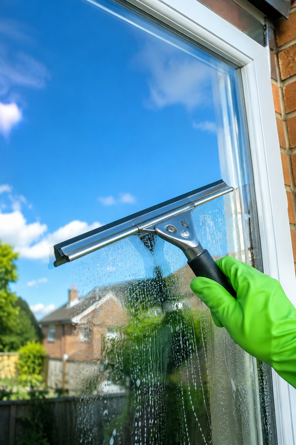 Window cleaning service in a UK residential setting